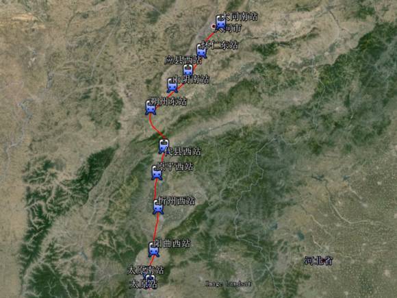 拟选线路路由和车站选址方案如下:大同至原平客运专线由在建大同至