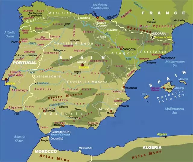 西班牙的地理位置