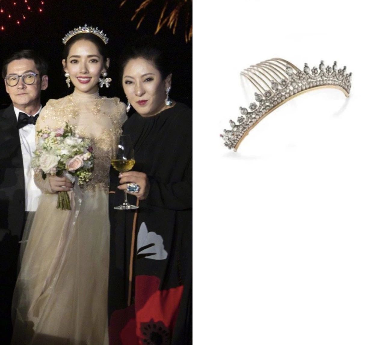 郭碧婷向佐办婚礼,新娘穿vera wang戴tiffany,新郎雅典表亮了