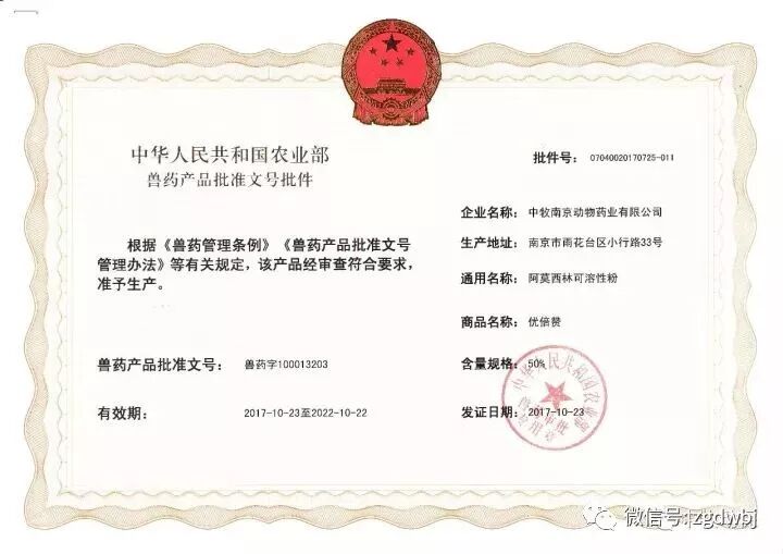 中牧新品上线——中牧 优倍赞（50%阿莫西林可溶性粉）