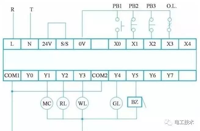 西门子sb1223模块6es7223-0bd30-0xb0       (b):外部采b接点方式接线