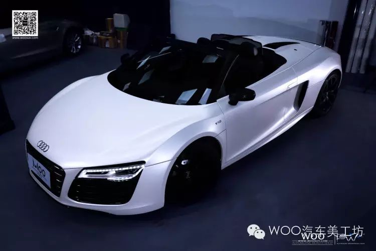 奧迪R8 v10 spyder改色貼膜電光金屬白