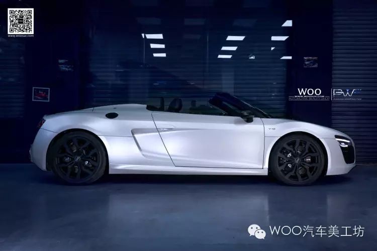 奧迪R8 v10 spyder改色貼膜電光金屬白