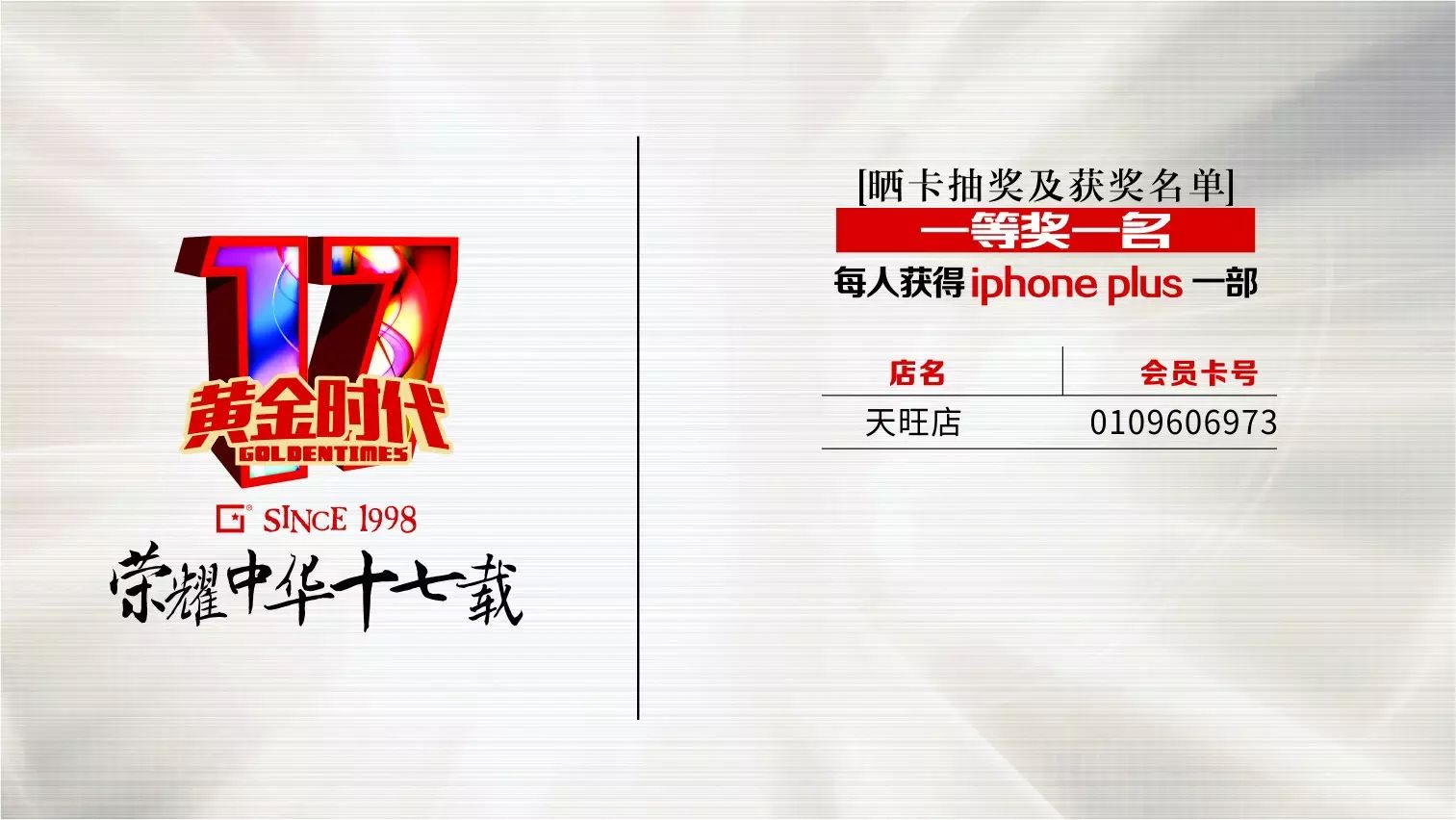 17周年庆中奖名单！谁的PLUS快来认领~