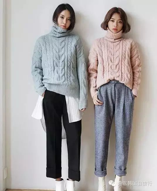 针织衫+西装裤中性帅气
