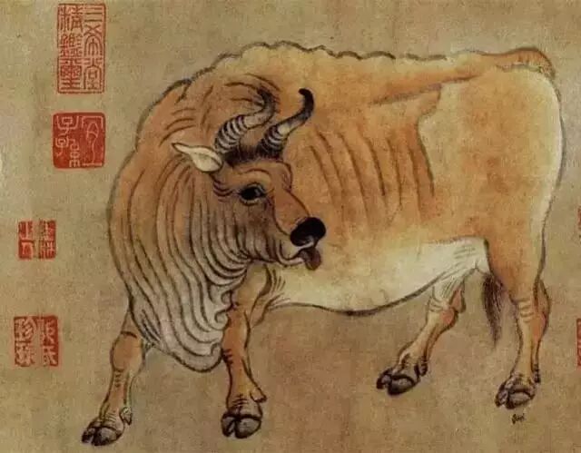 唐代韩滉的《五牛图》，深入刻画了牛劲和牛品
