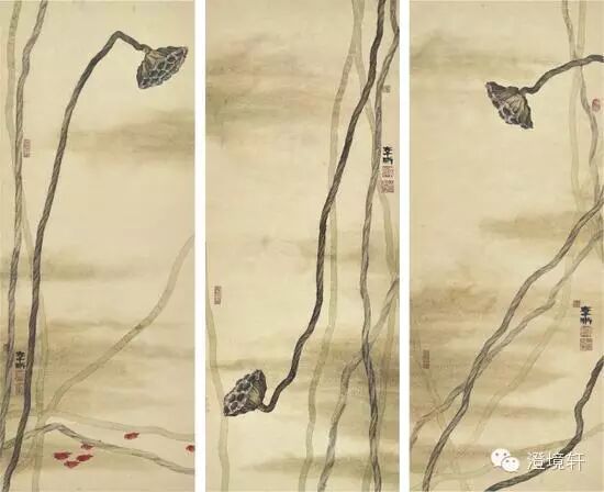李晰，谁解枯蓬之一，80×32cm×3，纸本水墨，2015