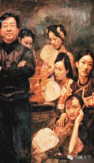 陈逸飞《艺术家与众多美女》