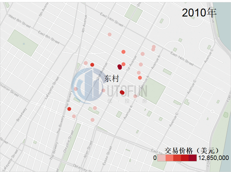 2010-2014年东村交易分布