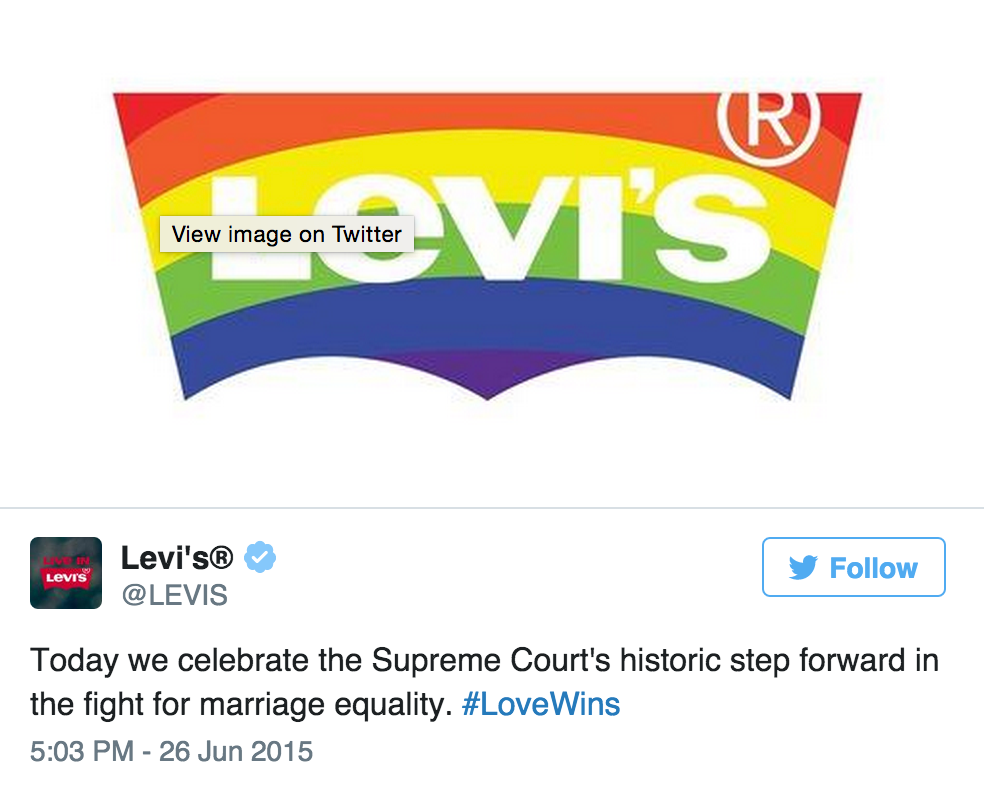 #LoveWins, 美國同性婚姻合法引發(fā)品牌大狂歡