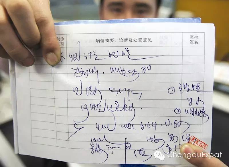 chinese doctor handwriting