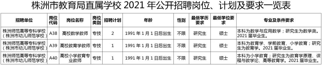 2021湖南株洲师范高等专科学校招聘4人公告