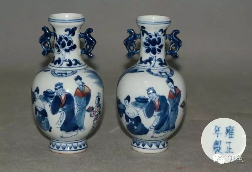 景德镇御色作品第一款：青花釉里红手绘松花神杯