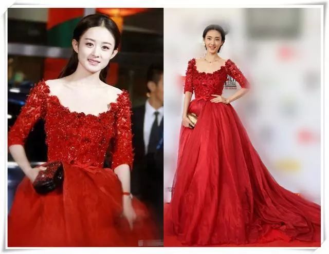 当王丽坤和赵丽颖同穿一件礼服裙,终于知道脸小有多么占优势了!