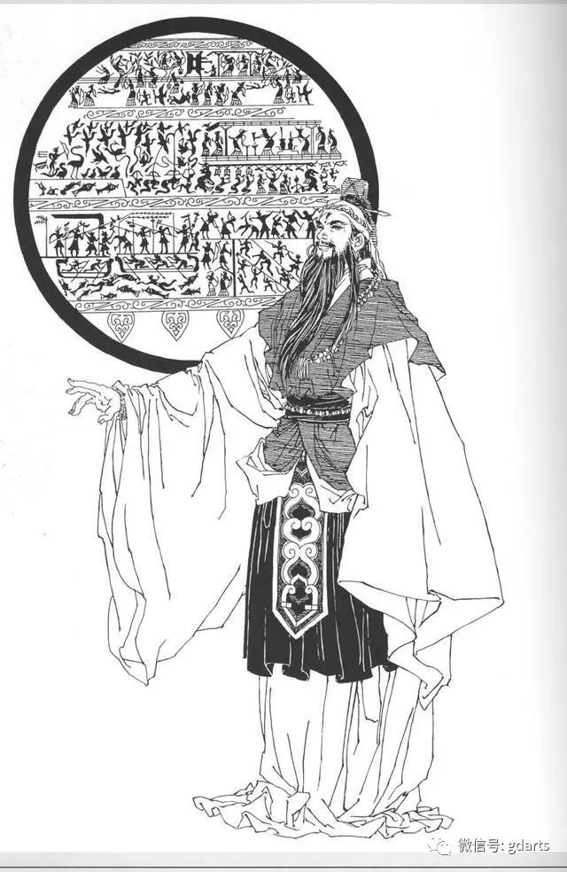 中国古代天子画像白描 腾讯游戏学院
