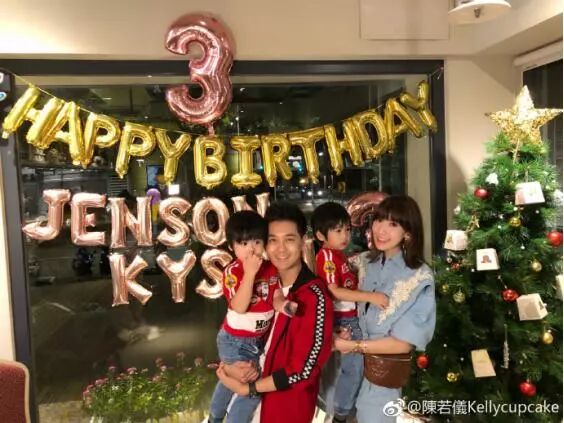 林志颖家的双胞胎三周岁生日,kimi也露面了!长胖也变黑了