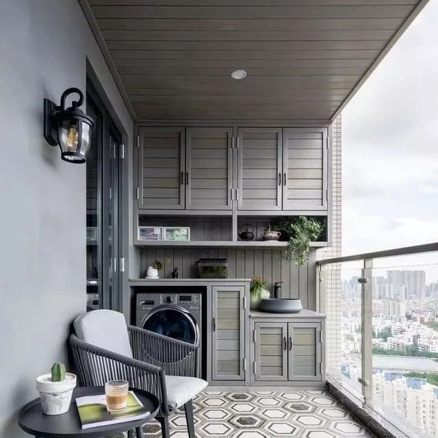 洗衣机+吊柜，最适合阳台的设计，没有之一！