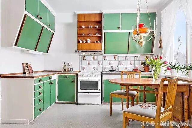 头一次见厨房吊柜这样装，科学、实用、再也不碰头！