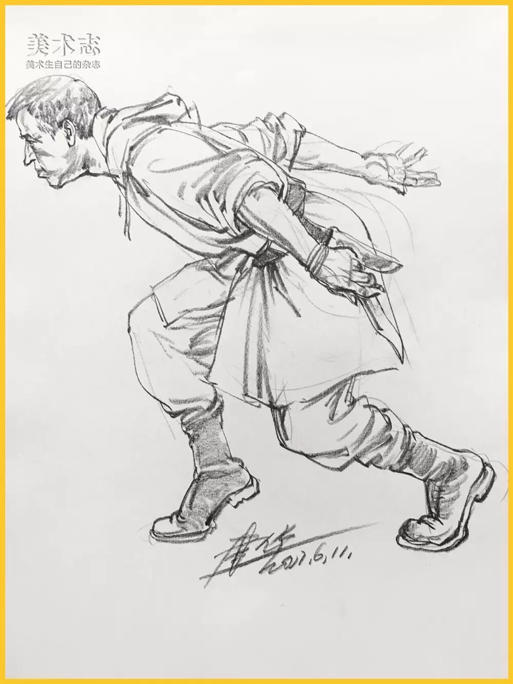 画速写人物的时,这些部位的衣褶一定要慎重