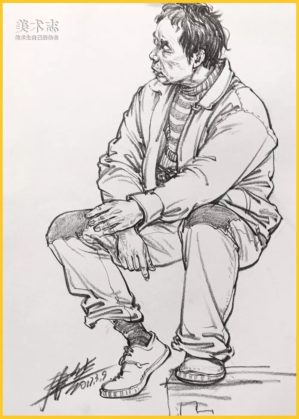 画速写人物的时,这些部位的衣褶一定要慎重