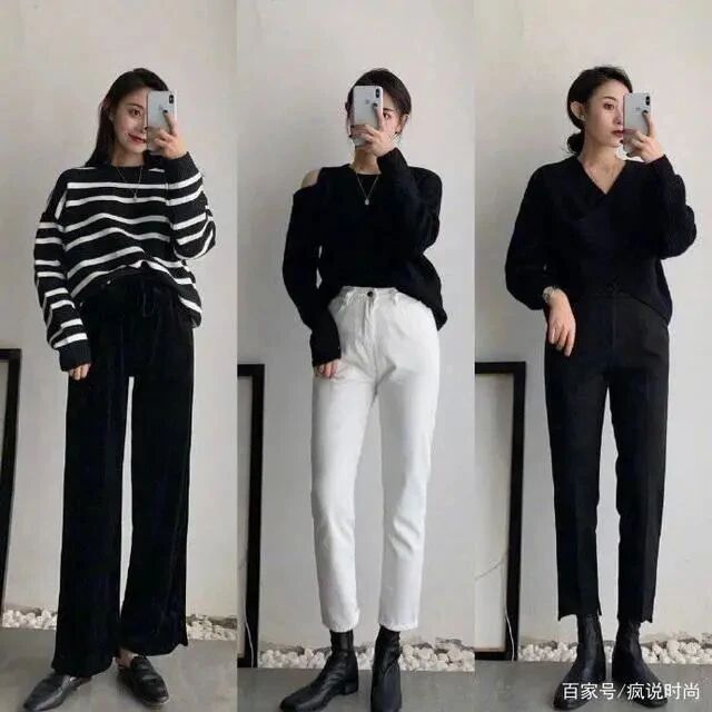 秋冬不可少的针织衫，搭配“锥形裤”更显瘦，气质高级又大方