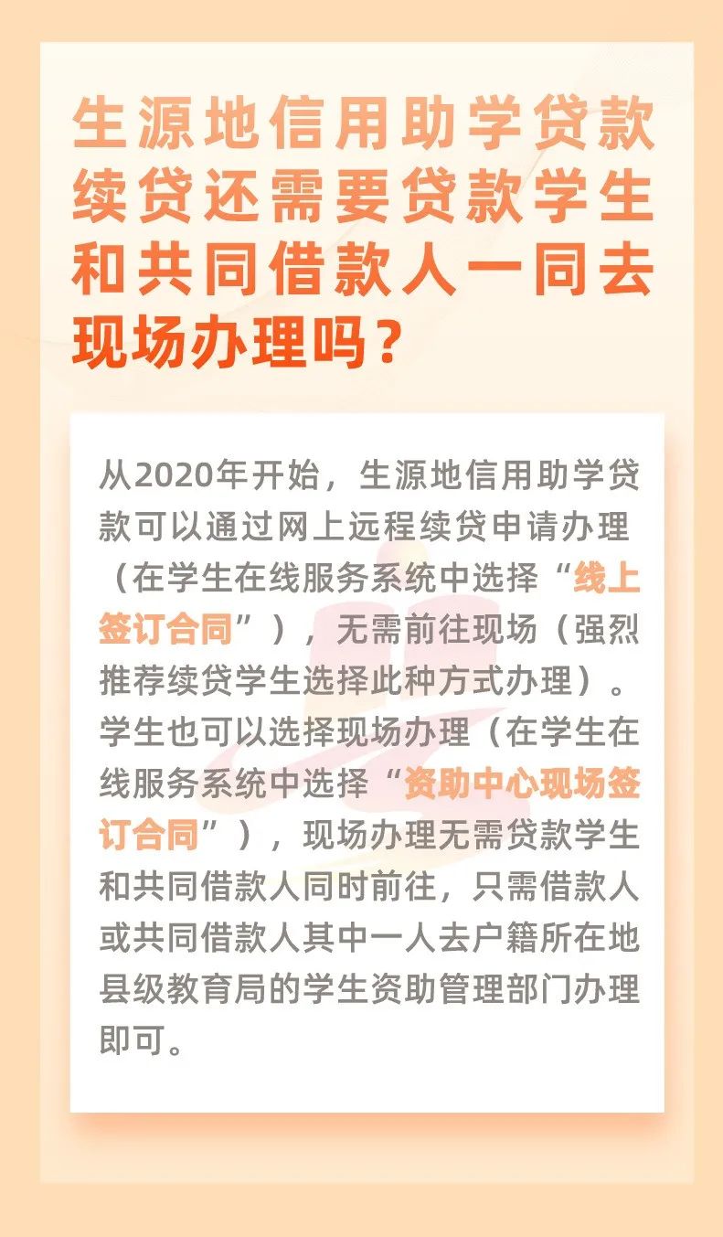生源地信用助学贷款续贷还需要贷款学生和共同贷款人一同去现场办理吗？