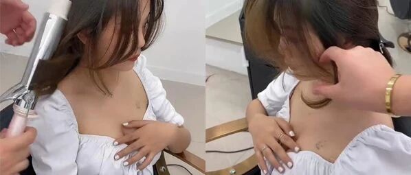 为了让美女把手挪开，发型师也是费尽心机