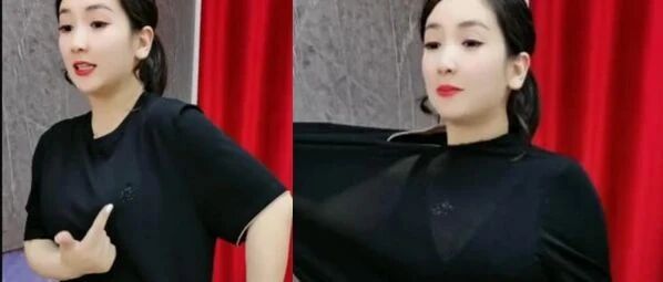女主播为了证明衣服有弹性，大力拉扯后
