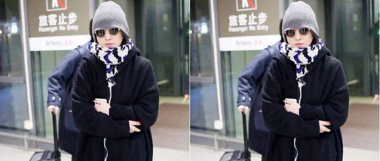 47岁周迅嫩成18岁！黑色大衣套着袜裤太时髦，网友：简约最时尚