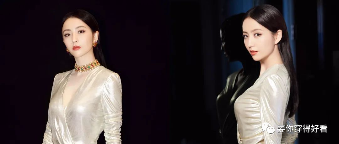 佟丽娅太高调了，香槟色开叉裙秀长腿，体重不过百也能这么​撩人