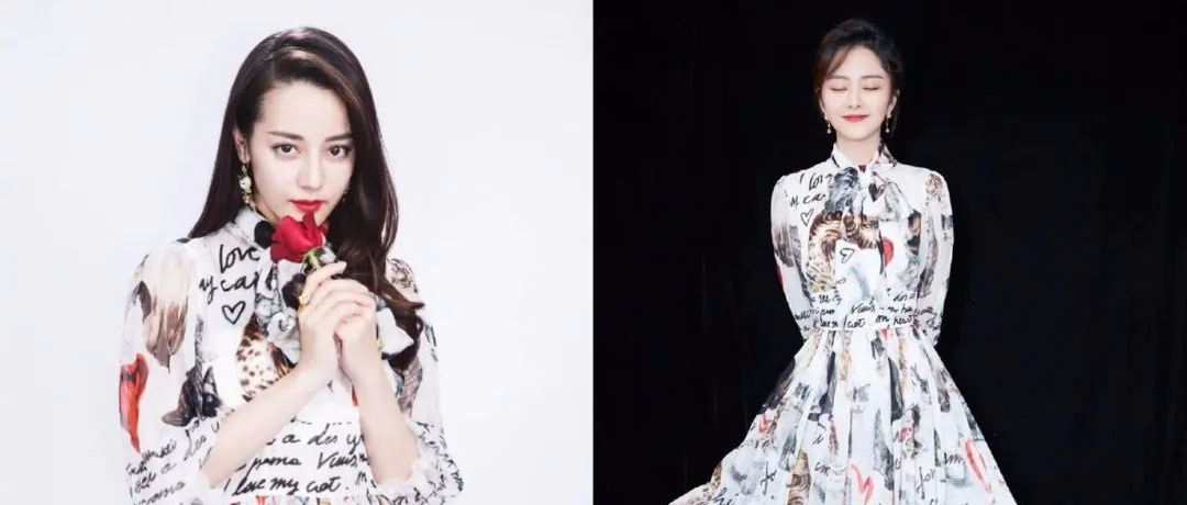 26岁迪丽热巴撞衫28岁谭松韵，同穿连衣裙，真看不出来年龄差