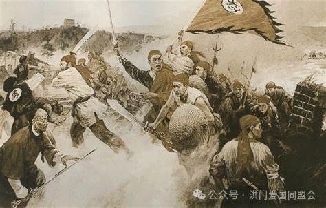 1854年夏，爆发了较大规模的广东天地会武装起义，数月之内起义烽火燃遍广东全省，先后攻克了40余个州县。图为天地会围攻广州(绘画)-军事史-图片